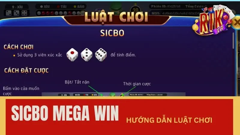 Luật chơi Sicbo Megawin tại cổng game Rikvip 